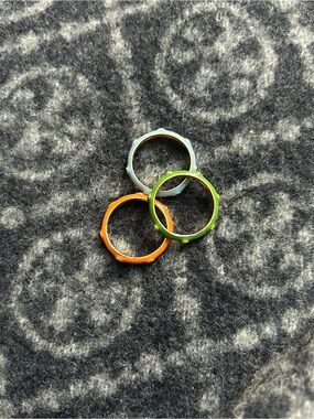Colorful Stackable Rings - Orange, Green, Blue studded